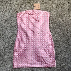 Bailey Rose Strapless Pink Geometric Bodycon Dress